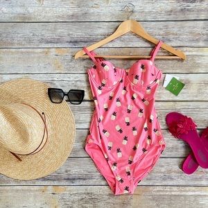 Kate Spade Laniakea Beach Underwire One Piece Swimsuit Pineapple Print
